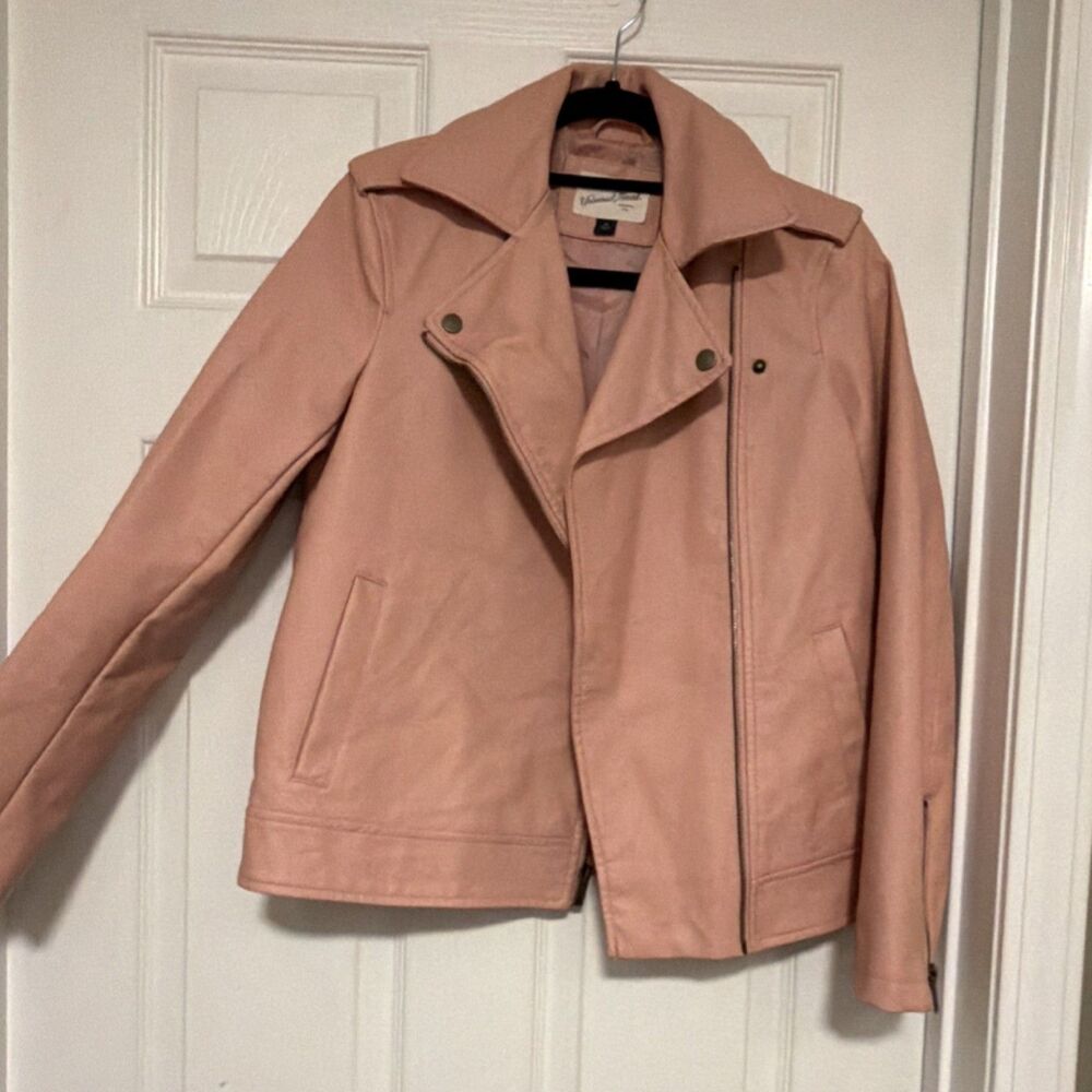 Universal Thread Quilted Collared Pink Biker Jacket Zip Snap XS Pockets Women